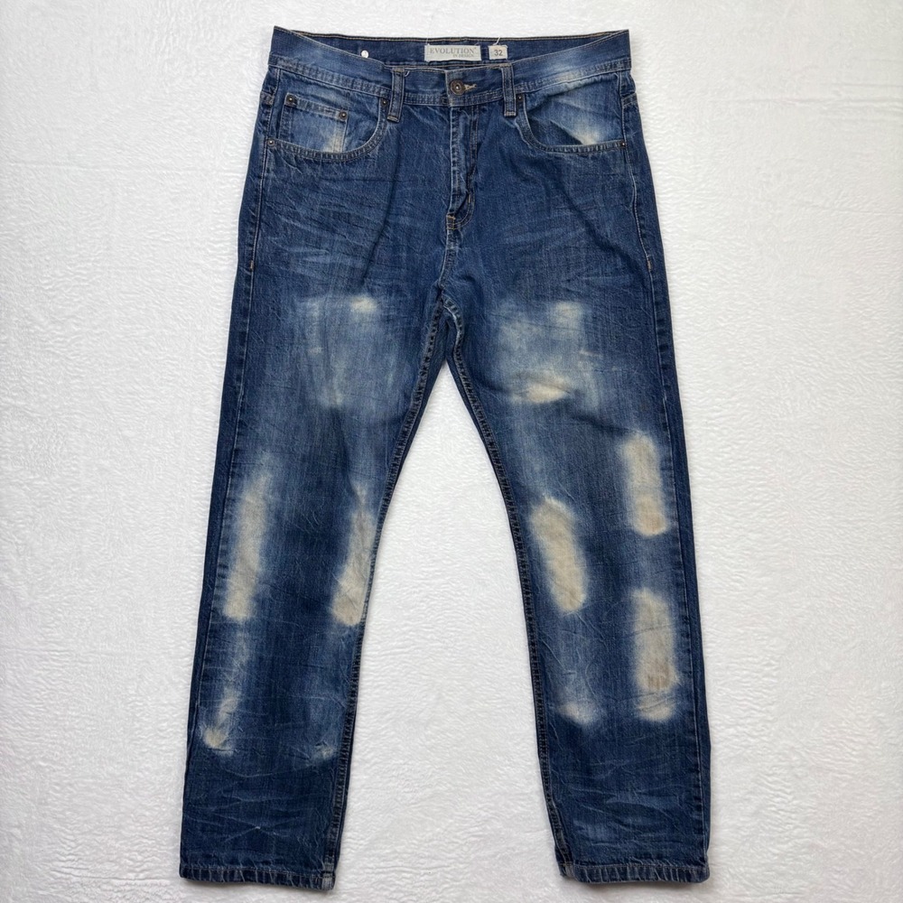 Evolution in Design Mens Jeans‎ 36x32 Blue Cotton Denim Distressed Fits 29x35